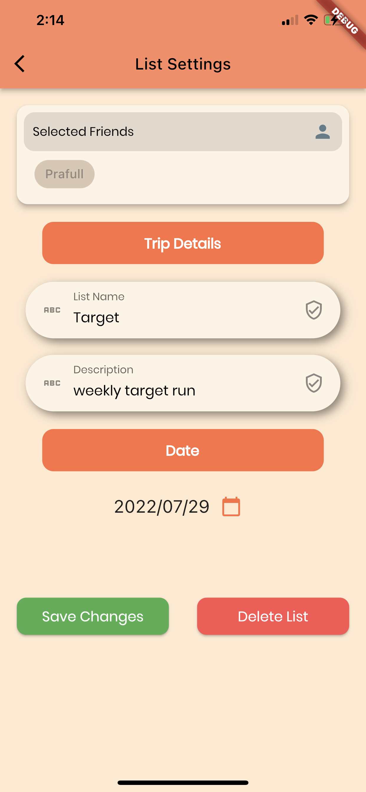 Create List Screen